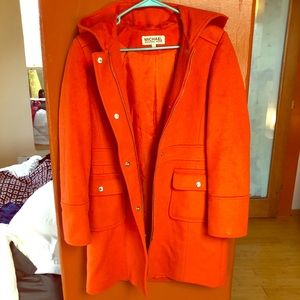 Michael Kors Orange Wool Pea Coat
